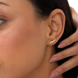 14k Graduating Diamond Ear Climber Studs Ferkos Fine Jewelry