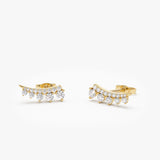 14k Graduating Diamond Ear Climber Studs Ferkos Fine Jewelry