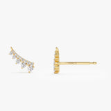 14k Graduating Diamond Ear Climber Studs Ferkos Fine Jewelry