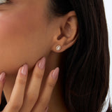 14k Oval Shaped Baguette & Round Diamond Mini Studs Ferkos Fine Jewelry