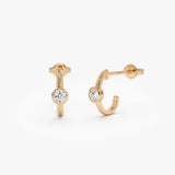 14k Bezel Setting Diamond J Hoops 14k Rose Gold Ferkos Fine Jewelry