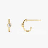 14k Bezel Setting Diamond J Hoops Ferkos Fine Jewelry