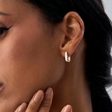 14k Channel Settinng Baguette Diamond Unique Hoops Ferkos Fine Jewelry