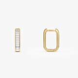 14k Channel Settinng Baguette Diamond Unique Hoops Ferkos Fine Jewelry