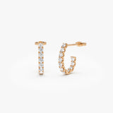 14k Inside Out J Hoop Diamond Earrings Ferkos Fine Jewelry