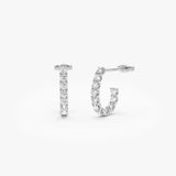 14k Inside Out J Hoop Diamond Earrings 14k White Gold Ferkos Fine Jewelry