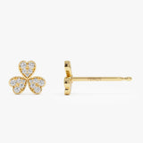 14K Pave Clover Diamond Earrings Ferkos Fine Jewelry
