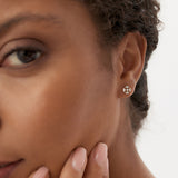 14K Minimalist Petal Diamond Cluster Studs Ferkos Fine Jewelry