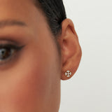 14K Minimalist Petal Diamond Cluster Studs Ferkos Fine Jewelry
