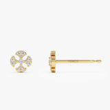 14K Minimalist Petal Diamond Cluster Studs Ferkos Fine Jewelry