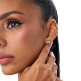 14K Princess-Cut Emerald Stud Earrings with Diamond Halo Ferkos Fine Jewelry