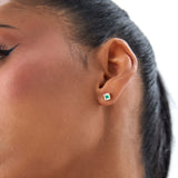 14K Princess-Cut Emerald Stud Earrings with Diamond Halo Ferkos Fine Jewelry