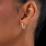 14K Bezel-Set Graduating Diamond Hoop Earrings Ferkos Fine Jewelry