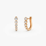 14K Bezel-Set Graduating Diamond Hoop Earrings Ferkos Fine Jewelry