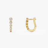 14K Bezel-Set Graduating Diamond Hoop Earrings Ferkos Fine Jewelry
