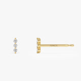 14K Triple Diamond Bar Stud Earrings Ferkos Fine Jewelry