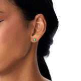 14K Bezel Setting Emerald Flower Diamond Studs Ferkos Fine Jewelry