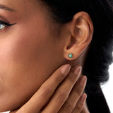 14K Bezel Setting Emerald Flower Diamond Studs Ferkos Fine Jewelry