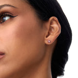 14K Bezel Setting Ruby Flower Diamond Studs Ferkos Fine Jewelry