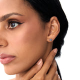 14K Bezel Setting Sapphire Flower Diamond Studs Ferkos Fine Jewelry