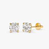 1.00 ctw 14k Classic Four Prong Lab Grown Round Diamond Studs - Verdo 14k Gold Ferkos Fine Jewelry