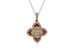 14k Gold Diamond and Ruby Flower Charm