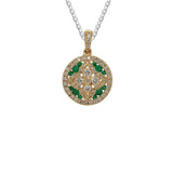 14k Gold Emerald and Diamond Floral Design Necklace