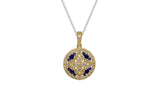 14k Gold Sapphire and Diamond Floral Design Necklace