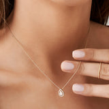 14K Rose Pear Shaped Illusion Setting Halo Diamond Necklace