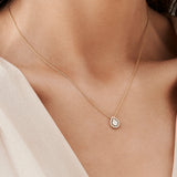 14K Rose Pear Shaped Illusion Setting Halo Diamond Necklace