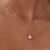 14k Rose Diamond Round Illusion Cluster Necklace