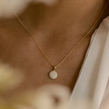 14k Rose Diamond Round Illusion Cluster Necklace