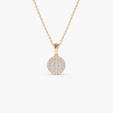 14k Rose Diamond Round Illusion Cluster Necklace