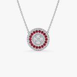 14K Gold Round Diamond Ruby Necklace 14K White Gold Ferkos Fine Jewelry