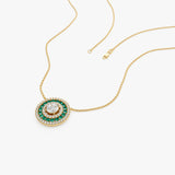 14K Gold Round Diamond Emerald Necklace Ferkos Fine Jewelry