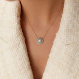 14K Gold Round Diamond Emerald Necklace Ferkos Fine Jewelry