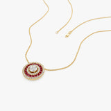 14K Gold Round Diamond Ruby Necklace Ferkos Fine Jewelry
