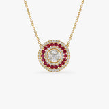 14K Gold Round Diamond Ruby Necklace 14K Gold Ferkos Fine Jewelry