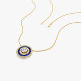 14K Gold Round Diamond Sapphire Necklace Ferkos Fine Jewelry