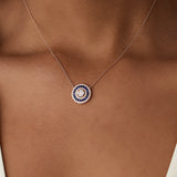 14K Gold Round Diamond Sapphire Necklace Ferkos Fine Jewelry