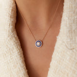 14K Gold Round Diamond Sapphire Necklace Ferkos Fine Jewelry