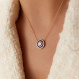 14K Gold Round Diamond Sapphire Necklace Ferkos Fine Jewelry