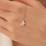 14k Rose Baguette Diamond Butterfly Necklace