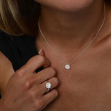 0.90 ctw 14K Halo Setting Round Brilliant Cut Lab Grown Diamond Necklace - Ana Ferkos Fine Jewelry