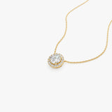 0.90 ctw 14K Halo Setting Round Brilliant Cut Lab Grown Diamond Necklace - Ana Ferkos Fine Jewelry
