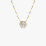 0.90 ctw 14K Halo Setting Round Brilliant Cut Lab Grown Diamond Necklace - Ana 14K Gold Ferkos Fine Jewelry