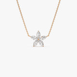 1.05 ctw 14K Marquise Shaped Flower Design Lab Grown Diamond Necklace - Vera 14K Rose Gold Ferkos Fine Jewelry