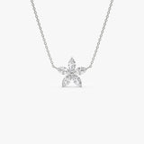 1.05 ctw 14K Marquise Shaped Flower Design Lab Grown Diamond Necklace - Vera 14K White Gold Ferkos Fine Jewelry