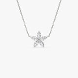 1.05 ctw 14K Marquise Shaped Flower Design Lab Grown Diamond Necklace - Vera 14K White Gold Ferkos Fine Jewelry