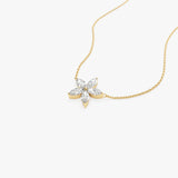 1.05 ctw 14K Marquise Shaped Flower Design Lab Grown Diamond Necklace - Vera Ferkos Fine Jewelry